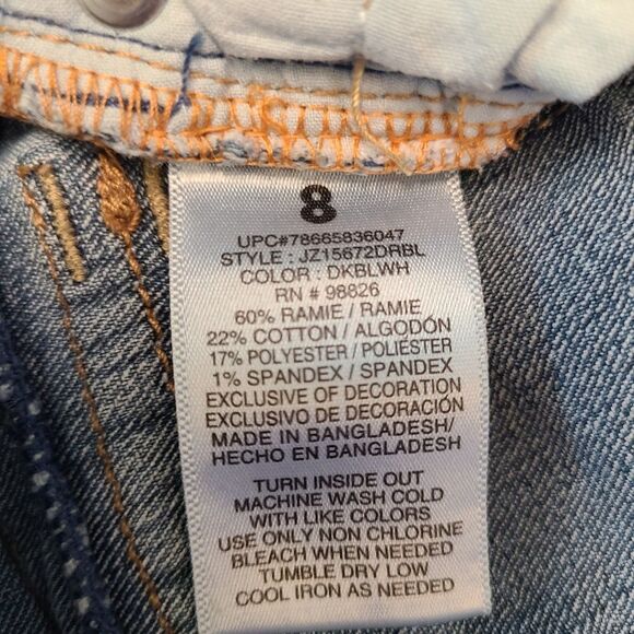 JORDACHE Jean‎ Shorts Cuffed Faded Denim Gold Topstitching sz 8 - Picture 7 of 10